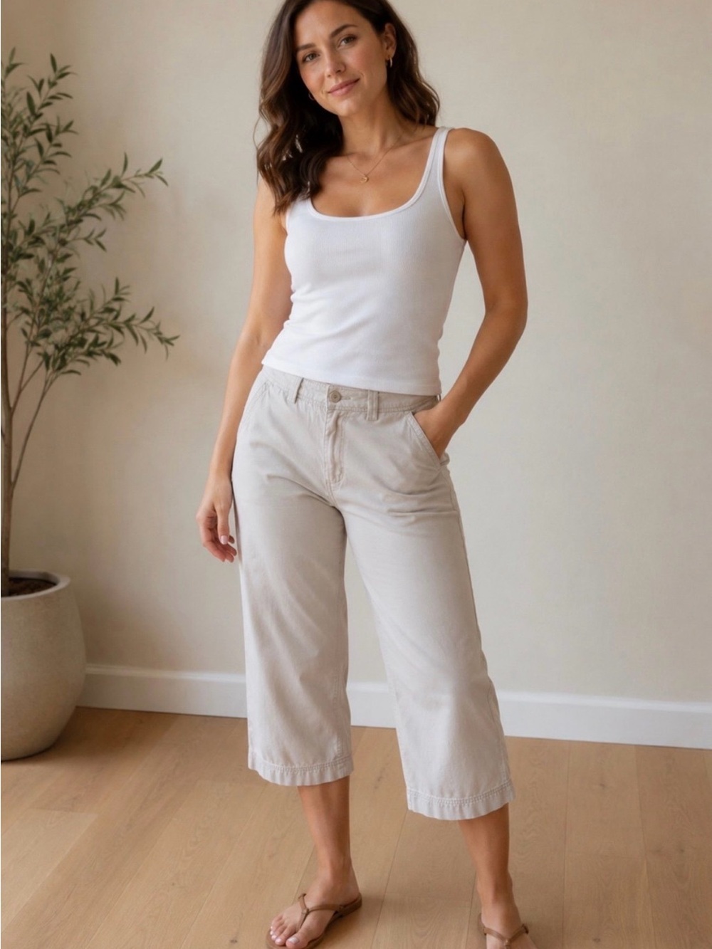 L.L.Bean women’s %100 cotton capris pants Sz 12 100% cotton